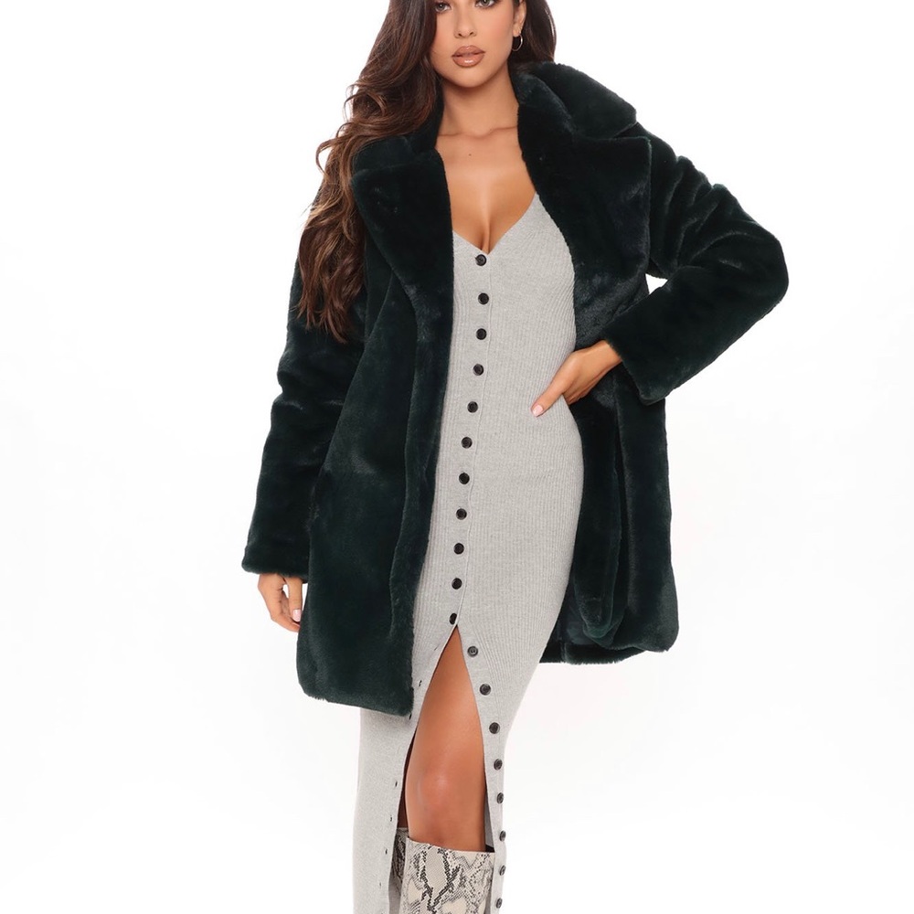 Fashion Nova emerald green jacket; Size L